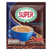 SUPER COFFEE ซุปเปอร์กาแฟ โลว์ซูการ์ 3อิน1 15 กรัม (แพ็ค 25 ซอง)