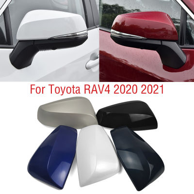 รถปีกประตูกระจกมองข้างฝาครอบด้านนอกกระจกมองหลังหมวกเชลล์บ้านสำหรับโตโยต้า RAV4 RAV 4 2020 2021