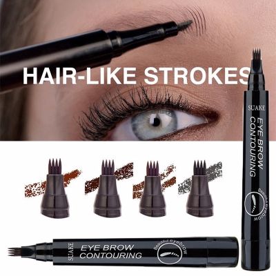 4 Colors 3D Magic Microblading Eyebrow Pencil Makeup Tool Tint 4 Tip Liquid Tattoo Pen Waterproof Cosmetic Eye Brow Liner Tools