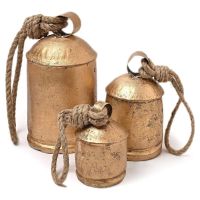 3Pcs Large Rustic Vintage Lucky Round Cow Bells On Rope Wall Hanging Metal Hanging Giant Wall Decor Christmas Room Decor Anime