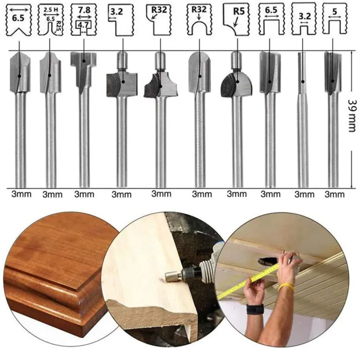 ดอกเราเตอร์หัวบากคิ้วไม้-hss-ก้าน3มม-เครื่องกัดเครื่องตัดไม้10ชิ้นสำหรับดอกสว่านเจาะไม้สำหรับสว่านขัดแบบ-diy