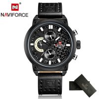 ⌚2023 NAVIFORCEC นาฬิกากันน้ำ30เมตรนาฬิกากีฬาผู้ชาย24นาฬิกาควอตซ์สายสีดำ NF9068นาฬิกาบอกวันที่อัตโนมัติ