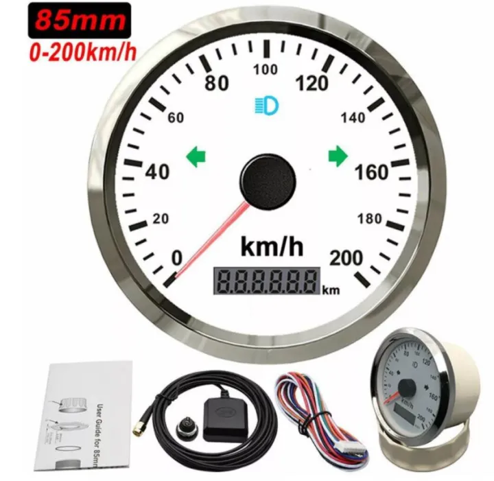 Universal 0999 Mph Knots Km/h GPS Speedometer Odometer 85mm 220Km/H