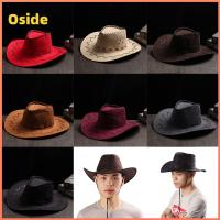 OSIDE ลดกระหน่ำ หนังนิ่ม แฟชั่น โพลีเอสเตอร์ หมวก Unisex หมวกคาวบอย ชุดแฟนซีตะวันตก