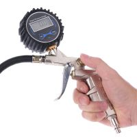 Digital Tire Inflator with Pressure Gauge , Hose and Chuck Clip for Car Motorcycle Bike 62KD