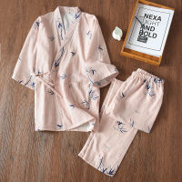 Men And Women Pajamas Set Spring And Summer Sleepwear Soft Gauze Cotton Ladies Japanese Style Lovers Sleepwear Comfort Homewear