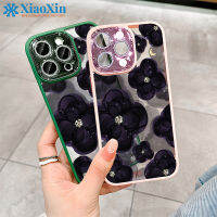 XiaoXin สำหรับ iPhone 14 13 12 11 Pro Max PLUS แฟลชเพชร ZY38สีม่วง Camellia แฟชั่นเคสโทรศัพท์