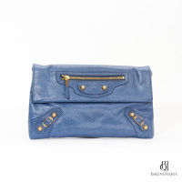 BALENCIAGA ENLEVOPE CLUTCH 31 BLUE CALF GHW