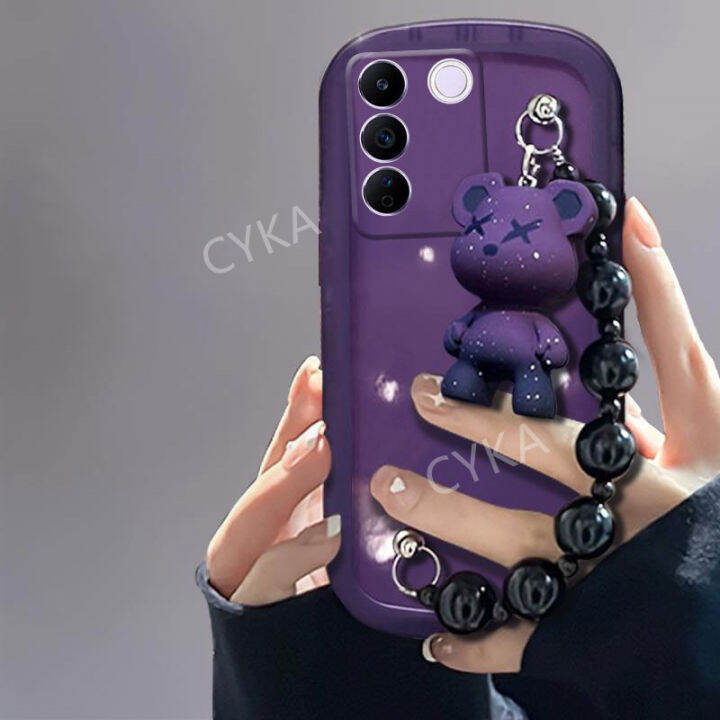 สร้อยข้อมือ-เคสโทรศัพท์ตุ๊กตา-vivo-v27e-v27-v27pro-5g-ปลอกอ่อน-vivo-v27-5g-2023แฟชั่นพร้อมสร้อยข้อมือตุ๊กตาหมีเคสใสสำหรับ-vivov27e