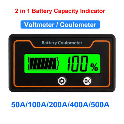 2 In 1แบตเตอรี่ตัวบ่งชี้ความจุ8โวลต์-120โวลต์โวลต์มิเตอร์ Coulometer ตะกั่วกรดลิเธียม LiFePO4แสดงเมตร