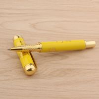 【❖New Hot❖】 hou20683 ปากกาโรลเลอร์บอลสุดหรูปากกาเครื่องลายครามจีนมังกรทองสีเหลืองทองขนาด0.5มม. อุปกรณ์การเขียนปากกาโรงเรียนหมึกเติมปากกา