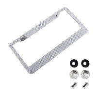 Glitter Rhinestone Car License Plate Frame With Screws Gift Universal Stainless Steel Exterior Decor Accessories For Girls Women