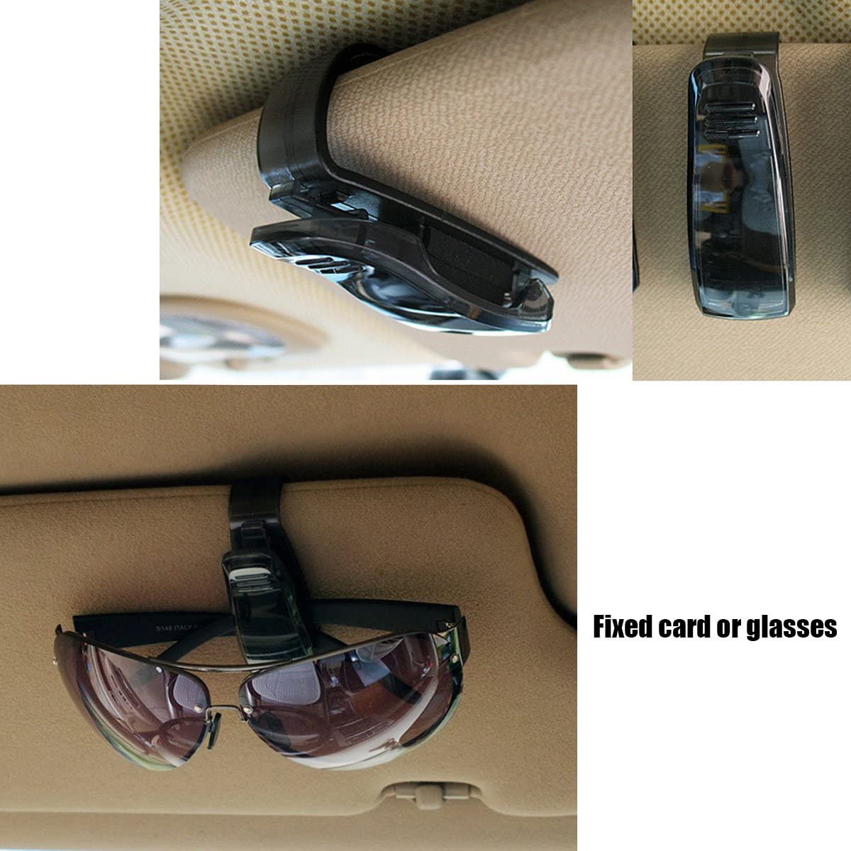 HuiHai Pair Car Eyeglasses Clip Partable ABS Fastener Clip Ticket Card Glasses Sun Visor Sunglasses Holder Auto Accessories Gold 