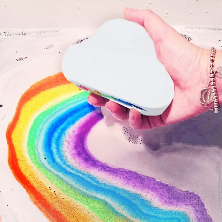 rainbow releasing bath bomb