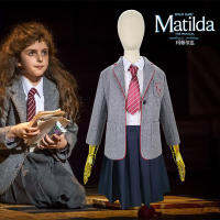 เด็ก GirlsMatilda ดนตรีคอสเพลย์สีเทาเครื่องแต่งกายสาวโรงเรียนชุดชุดชุดกระโปรง Tie ปาร์ตี้ฮาโลวีนชุดผู้หญิง Suit