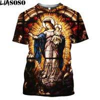 [High quality inventory] Mens 3D Guadalupe Virgin Mary Catholic Print T-shirt Daily O-neck Casual Cool Short Sleeve（free custom NAME&amp;LOGO)