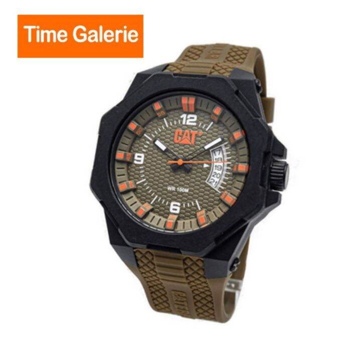 Caterpillar LM12123334 Brown Silicone Rubber Band Men Watch Lazada