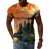 Summer Original Natural Scenery Printing Men T-shirts 3D Fashion Casual Personality Street Style O-neck Short Sleeve Tops Tees