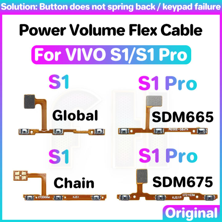 Power Vloume Button Flex For Vivo S1 S1 Pro Switch On Off Key Mute Volume Button Ribbon Flex 0809