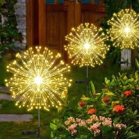 ﹊ LED Solar Power Firework Lights Garden Decoration Fairy Lights Waterproof Outdoor Dandelion Lawn Lamp for Patio Garden Decor