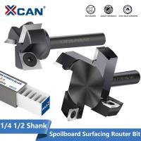 XCAN Wood Planer Bit 4 Flute 1/4 1/2 Shank Spoilboard Surfacing Router With Carbide Insert Slab Milling Cutter