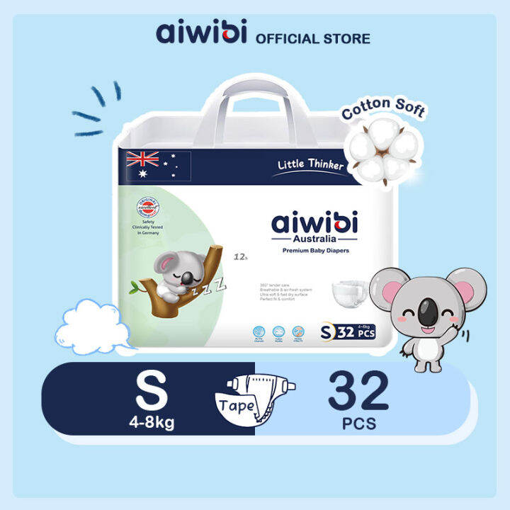 Aiwibi Super Soft Baby Tape Diapers Small 32 Pcs - Soft Surface And ...