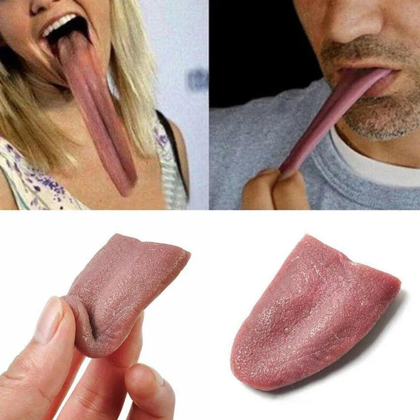 Horror Silicone Fake Tongue Funny Magic Tricks Whole Person False  Simulation Rubber Tongue Decompression Toy Halloween Prank