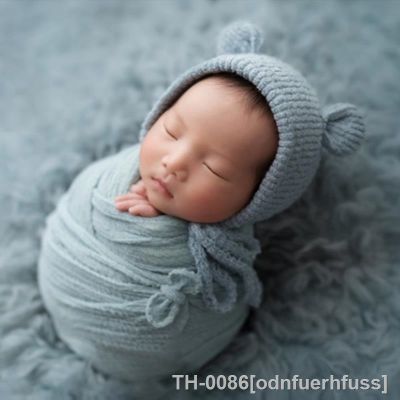 ⊙ Fotografia recém-nascido posando adereços bonito crochê malha chapéu bebê bebês beanies boné foto acessórios de tiro