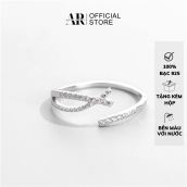 Nhẫn bạc nữ Aura, nhẫn đính đá hai hàng freesize-AURASILVER-N11