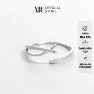 Nhẫn bạc nữ Aura, nhẫn đính đá hai hàng freesize-AURASILVER-N11 thumbnail