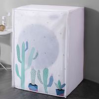 Drum Washing Machine Cover Cartoon Printed PEVA Waterproof Dust Proof Zippered Laundry Dryer Protective Cover Home Accessories