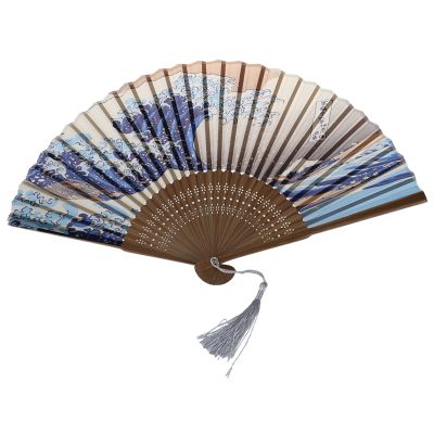 Japanese Handheld Folding Fan, with Traditional Japanese -e Art Prints