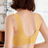 Flarixa ไม่มีรอยต่อ PLUS ขนาด ไร้สายชุดชั้นในสตรี Healthy Latex lette 7XL สบาย Sleep TOP เซ็กซี่ลูกไม้ตาข่าย Linger