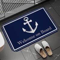 Bath Mats Chic Nautical Anchor Boat Navy Blue Stripes Bathroom Floor Carpet Washable Non-slip Living Room Door Kitchen doormat