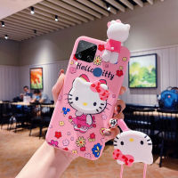 สำหรับ Realme C12 Realme C15 Realme C11 Realme C17 C20 C20A C25 Realme 7i การ์ตูน Hello Kitty ผู้ถือ Lanyard โทรศัพท์กรณีปกคลุมซิลิโคนอ่อน