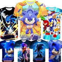 【ในสต็อก】เสื้อยืด Sonic The Hedgehog สำหรับฤดูร้อนของเด็กแขนสั้นเสื้อเด็กชายและเด็กหญิงเย็น3-13ปีของขวัญวันเกิดเด็ก