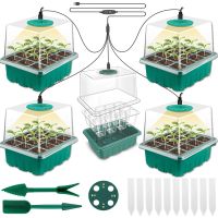 【hot】✧☇☒  Starter Trays with Light Seeding Kits Humidity Domes Cover Indoor Gardening Germination