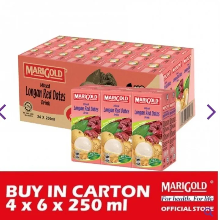 Beng Kee🔥marigold Longan Kurma Minuman Kotak 24pcs X 250ml🔥龙眼红枣口味盒装水 Lazada 1169