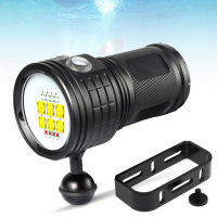 SecurityIng Diving Flashlight Underwater 100M Photography Light Highlight Lamp 20000Lumens Dive Flashlight Video Camera Torch