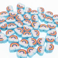 30/50/100pcs 10mm Clouds Rainbow Beads Polymer Clay Beads Loose Spacer Beads For Jewelry Making DIY Bracelet Accessories Traps  Drains