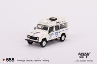 MINI GT No.558 Land Rover Defender 110 - 1991 Safari Rally Martini Racing Support Vehicle LHD MGT00558