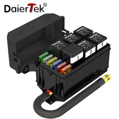 DaierTek 12V ฟิวส์และรีเลย์กล่องผู้ถือ6สล็อตยานยนต์ Universal Relay กล่อง4ขา12V 40A รีเลย์และสายไฟสำหรับรถยนต์