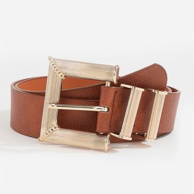 Ladies Belts Genuine Leather Alloy Square Pin Buckle Fashionable Decorative Waist Coats Narrow-