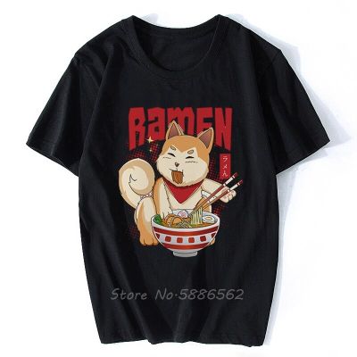 Kawaii Japan Shiba Inu Dog Eating Ramen Funny t shirt Homme Summer New Short T Shirt Men White Casual Tshirt Unisex Streetwear XS-6XL