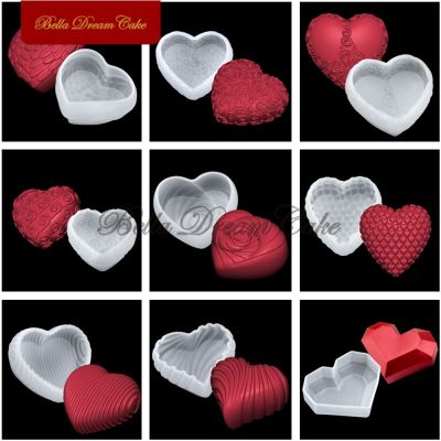 【YF】 18 Style Geometry Heart Silicone Mold Fondant Chocolate Mould For Valentines Day Clay Moulds Cake Decorating Tools Bakeware