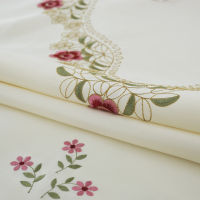 European Embroidered Tablecloth Handmade Hollow Lace Table Runner Pink Rose Embroidery Dining Table Cloth for Home Kitchen