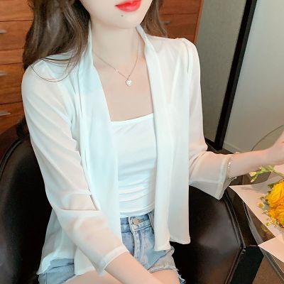 Chiffon outside Cover shawl cardigan prevent bask in ai small Outer Sunscreen Air Conditioning Temperament All-Match Thin Jacket Women Slim-Fit Slimmer Look Short Top 8.01 Knitted