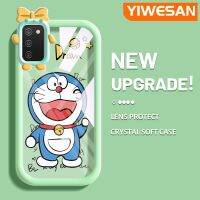 YIWESAN เคสสำหรับ Samsung A02s เคสการ์ตูนน่ารักโดราเอมอนสีสันสดใสกันกระแทกแบบใสเลนส์กล้องถ่ายรูปแบบนิ่มมอนสเตอร์ตัวน้อยน่ารักเคสมือถือ