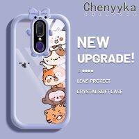 เคส Chenyyka สำหรับ OPPO F11 A9 A9X เคส2019การ์ตูนน่ารักเสือลิงแมวสีสันสดใสเคสซิลิโคนอ่อนชัดเจนโทรศัพท์ป้องกันเลนส์กล้องสัตว์ประหลาดน้อยน่ารักปลอกโปร่งใสกันกระแทก