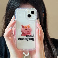 For IPhone 14 Pro Max IPhone Case Thickened TPU Soft Case Clear Case Shockproof Pink Cat Compatible with For IPhone 12 Pro Max 11